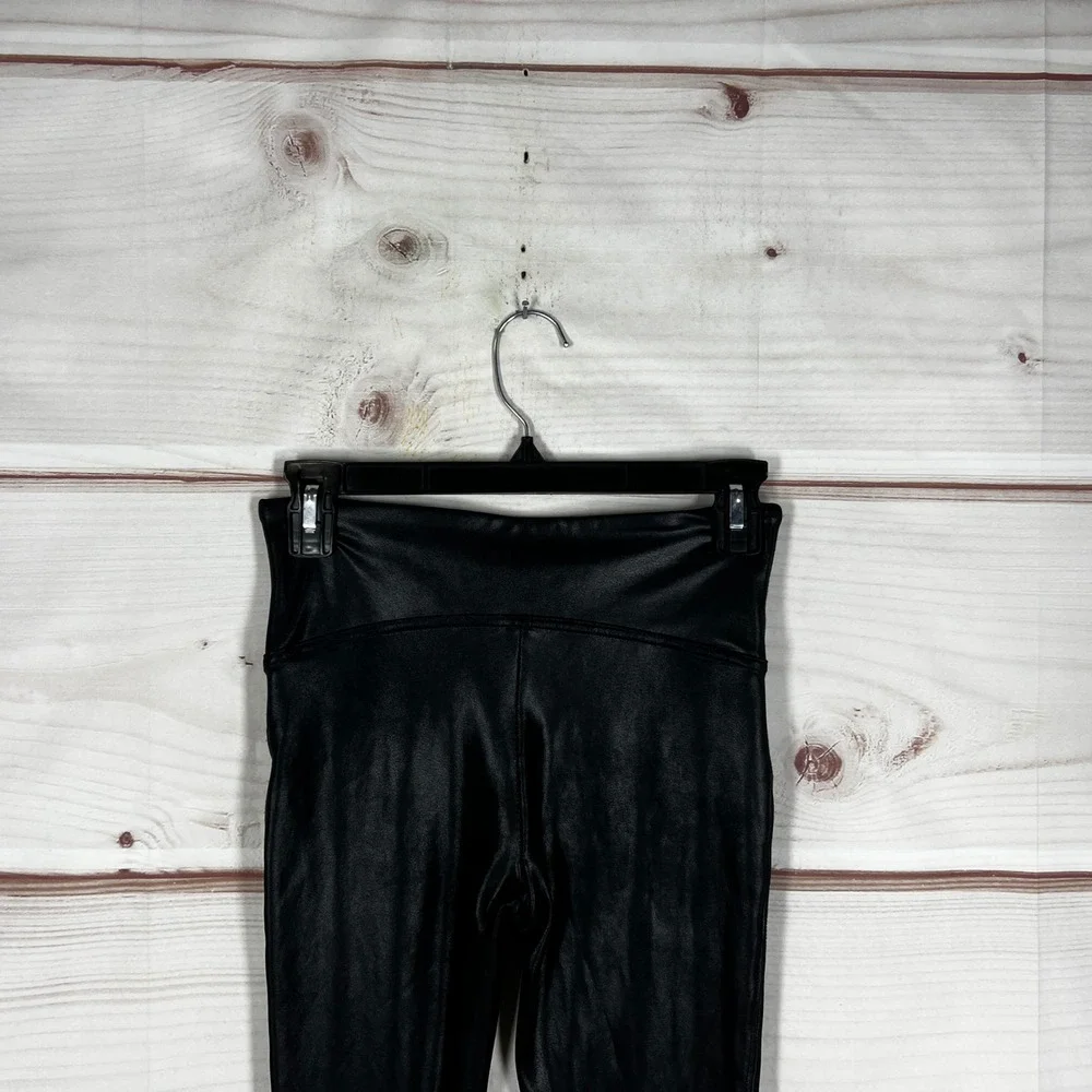 Spanx SPANXshape Faux Leather Leggings Womens Small Black High Waist Compression